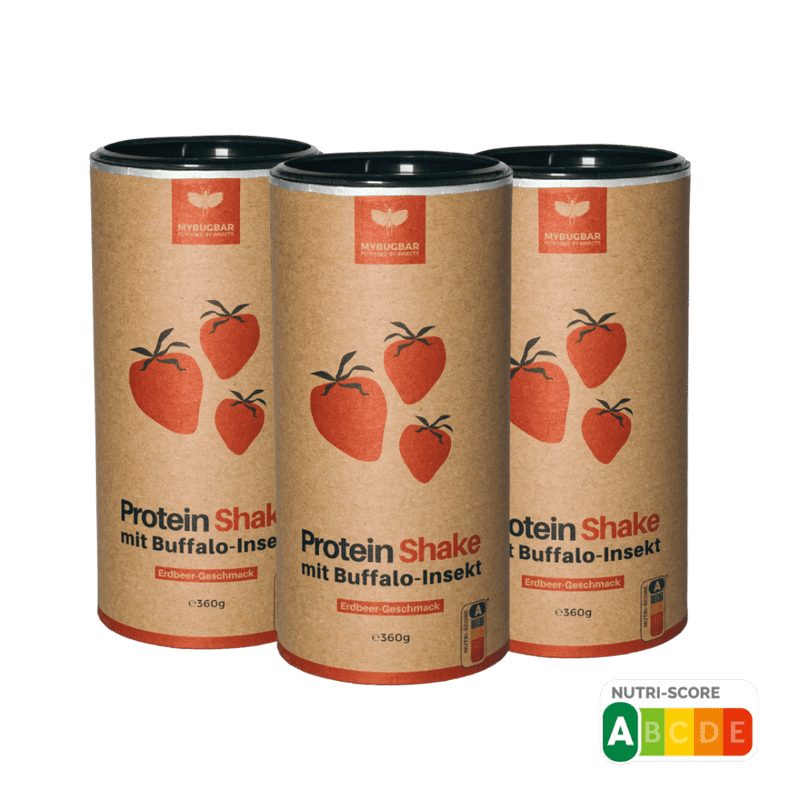 3er Protein Shake Pack in der Geschmacksrichtung Erdbeere